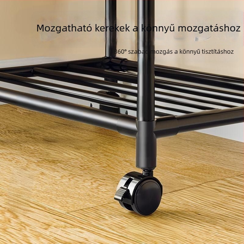 Konyhai tároló polc - Több rétegű, padlón álló, mozgatható, műanyag, egyszerű és modern stílus