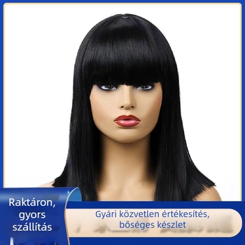 Női paróka - rövid, egyenes haj, modell k-002, anyag: hőálló szintetikus rost, frufru: egyenes vagy ferde, feldolgozási technológia: mechanizmus