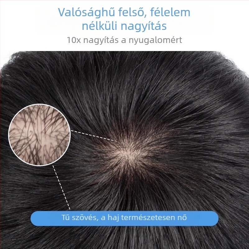 Férfi paróka, emberi haj, modell C801 twist, légáteresztő alap, Henan eredetű