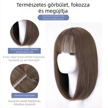 Női paróka, természetes megjelenés, teljes fejfedés, protein selyem haj, frufru egyenes vagy ferde