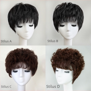 Természetes hajból készült paróka, koreai stílus, modell Short Mix, teljesen kézzel készített, nők számára, arcvonal formázás