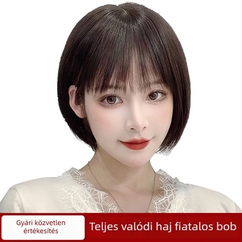 BOBO-28 Női paróka valódi emberi hajból, egyenes frufru, gépi feldolgozás, festhető
