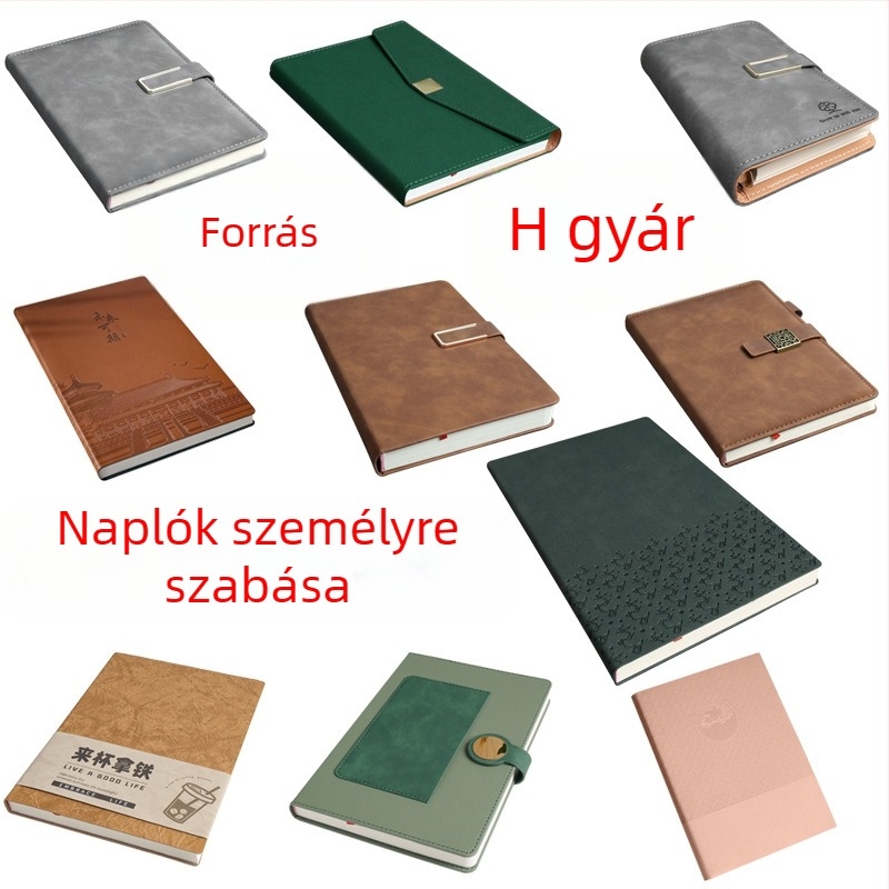 Jegyzetfüzet műbőr borítóval, vezeték nélküli kötés, 100 oldal, 80 g/m² dupla offset papír, logó nyomtatás lehetséges