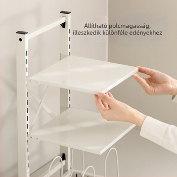 FaSoLa Padlóra álló Többszintes Tároló Edényekhez és Serpenyőknek, Sűrített Szénacélból, Téglalap alakú kialakítás