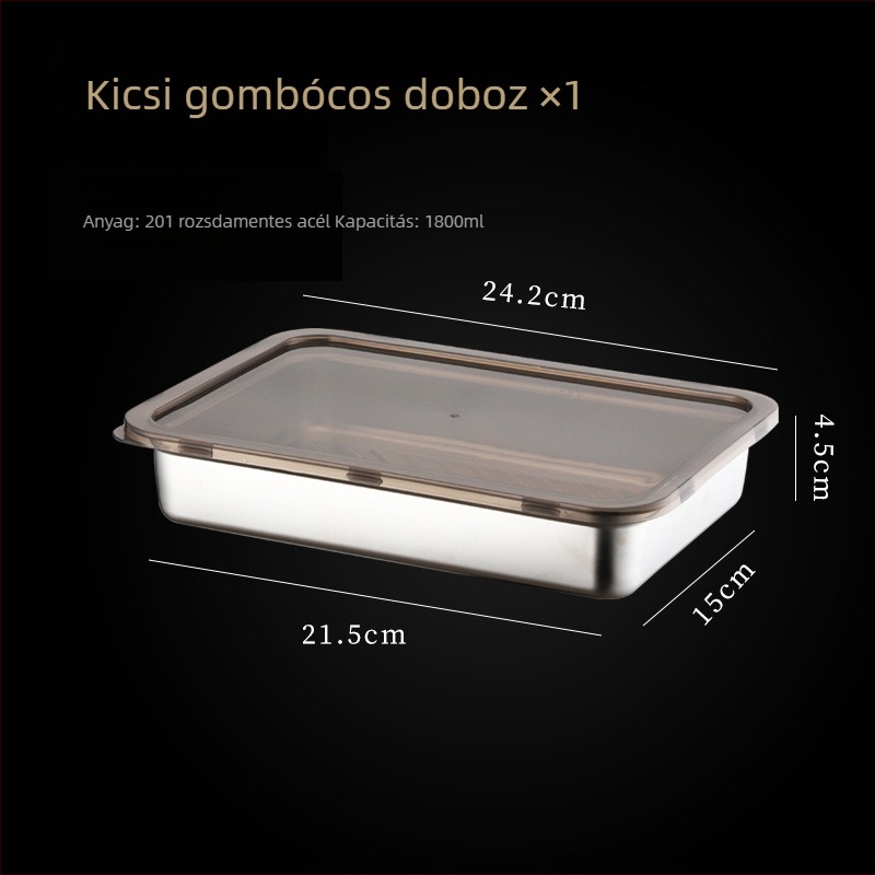 Rozsdamentes acélból készült gombóc tároló doboz, egykamrás kialakítás, egyszerű és modern stílus, logó nyomtatás testreszabható