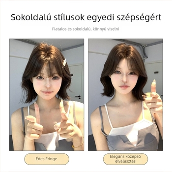 Rövid bob frizura paróka, divatos és elegáns mindennapi viselethez, online hírességek stílusát idézve, természetes megjelenés, új modell, teljes fejfedő paróka