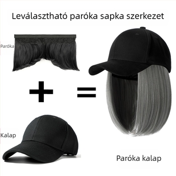 Levehető bob hajrész nőknek, valósághű megjelenés, magas hőmérsékletű drót, rövid egyenes frizura, sapkával
