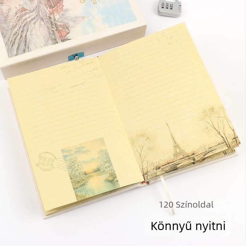 Notesz PVC oldalakkal, 75 g/m² papírral, 1–50 oldal, cérnázott kötés, aranyos stílus