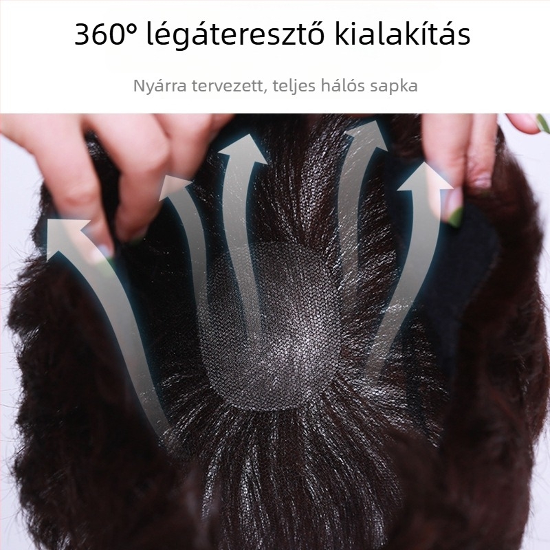 Valódi hajból készült rövid, egyenes paróka, teljesen kézzel készített, monofil sapka, nyáron lélegző