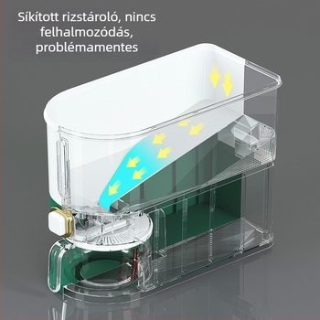 Rizstároló doboz, zárható, nedvesség- és kártevőálló, élelmiszer-minőségű ABS műanyagból, kapacitás több mint 10 L
