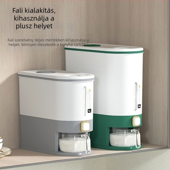 Rizstároló doboz, zárható, nedvesség- és kártevőálló, élelmiszer-minőségű ABS műanyagból, kapacitás több mint 10 L