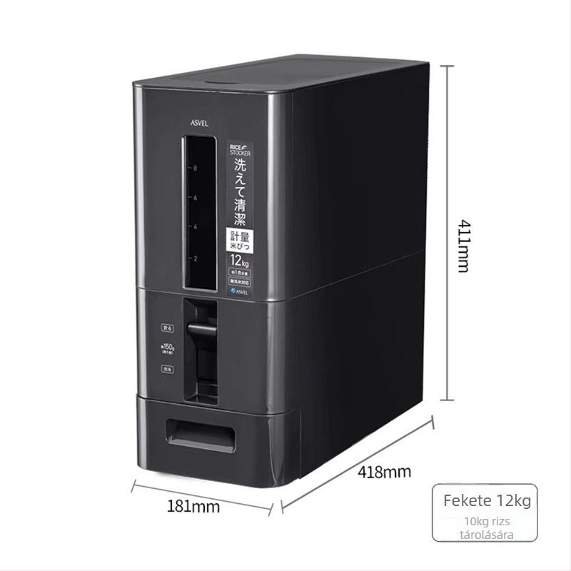 Rizsszároló doboz – nedvesség- és rovarálló, PS műanyag, 10 L vagy nagyobb kapacitás, márka avsel, japán stílus