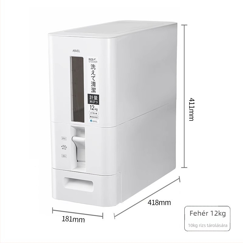 Rizsszároló doboz – nedvesség- és rovarálló, PS műanyag, 10 L vagy nagyobb kapacitás, márka avsel, japán stílus