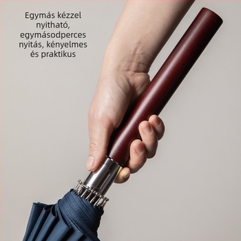 Automata hosszú fogantyújú esernyő férfiaknak, üzleti retro stílus, szélálló, 16 bordák, acélcső