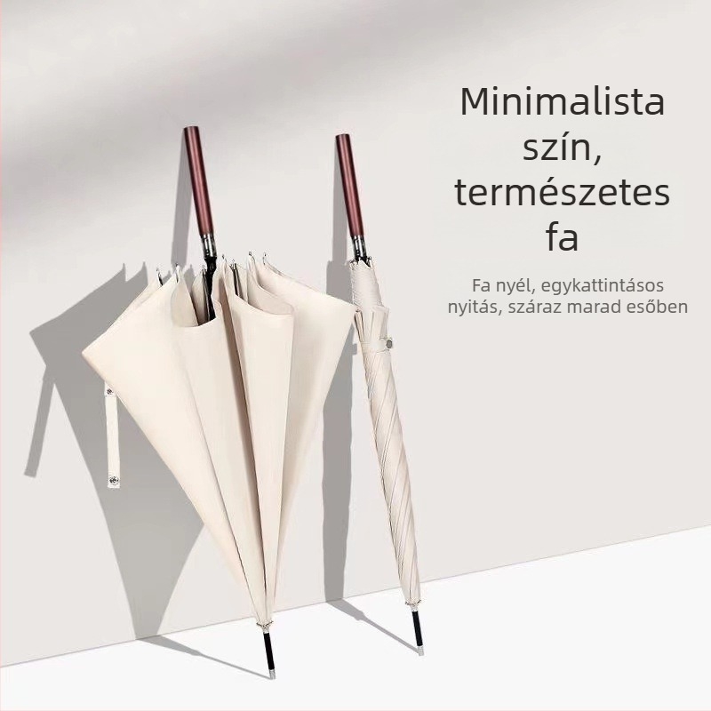 Automata hosszú fogantyújú esernyő férfiaknak, üzleti retro stílus, szélálló, 16 bordák, acélcső