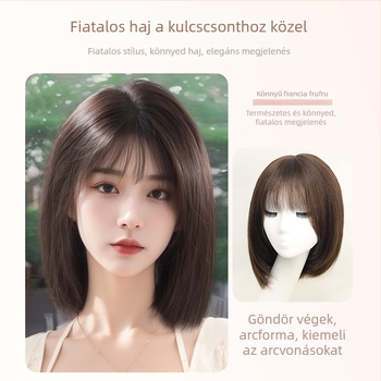 Női teljes paróka, valódi emberi hajból, lélegzetes frufruval, modell 6041, varrat nélküli sapka, anti-aging hatás