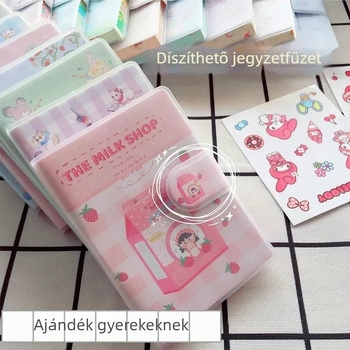 Gumis gyűrűs kötésű jegyzetfüzet, aranyos stílus, nyersfa cellulóz papír, 40 g papírtömeg, 1-50 oldal