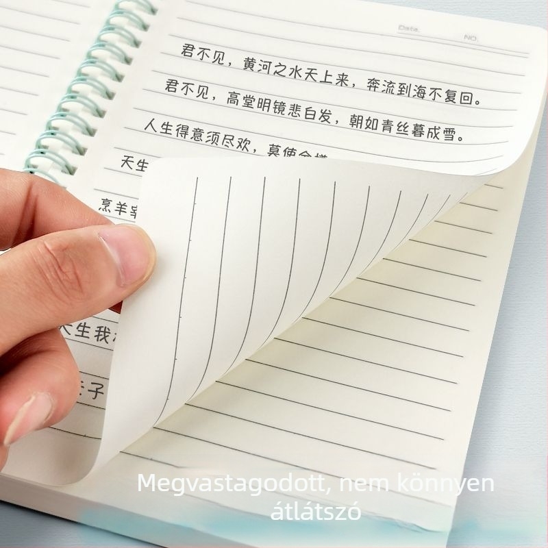 Jegyzetfüzet spirálkötéssel, 75 g fa cellulóz papír, legfeljebb 50 oldal, japán és koreai stílus