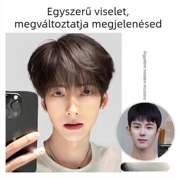Teljes fejre szóló paróka rövid, egyenes haj, magas hőmérsékletű selyem, frufru egyenes vagy ferde, mechanikus eljárással készült, nem festhető