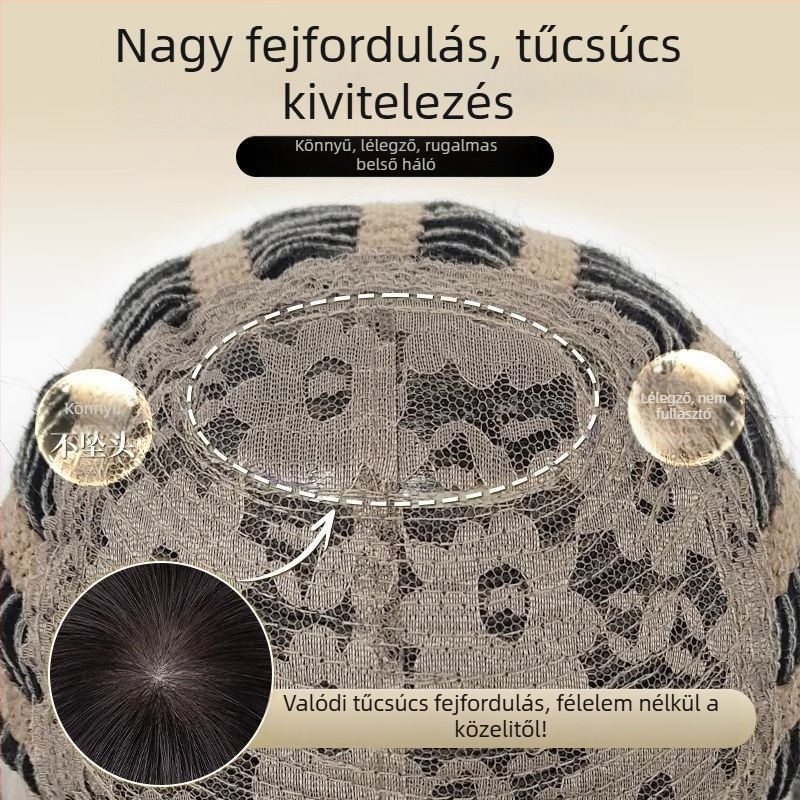 Teljes fejre szóló paróka rövid, egyenes haj, magas hőmérsékletű selyem, frufru egyenes vagy ferde, mechanikus eljárással készült, nem festhető