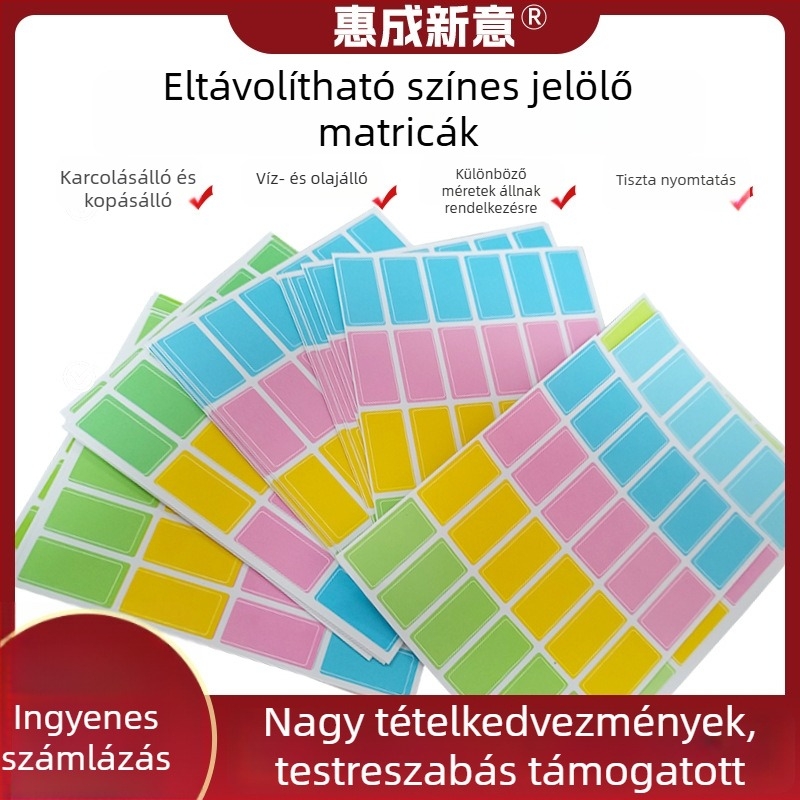 Vízálló öntapadós címke – testreszabható alak, rézlemez ragasztóval, kreatív jelölő címkékhez, testreszabás elérhető