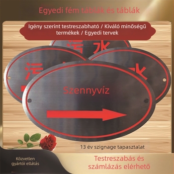 Rozsdamentes acél névtábla korrózióálló nyomtatással biztonsági jelzőtáblához, testreszabható