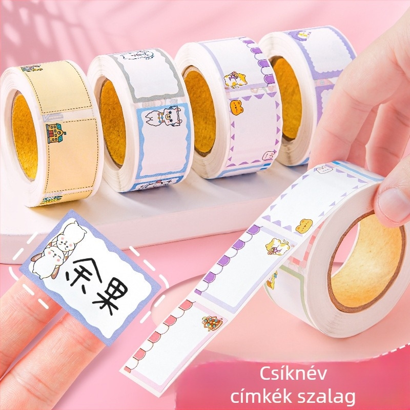 Bearing önragasztó névtáblák – kézírással írt minta, film típusú, négyszögletes címkék, japán stílusú nyomtatás
