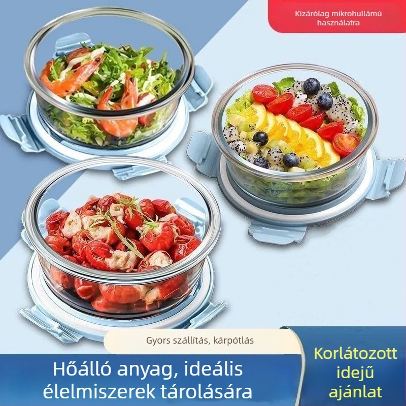 Üveg ebédes doboz magas hőálló boroszilikát üvegből, aszimmetrikus forma, 300 ml alatti kapacitás, mikrózható.