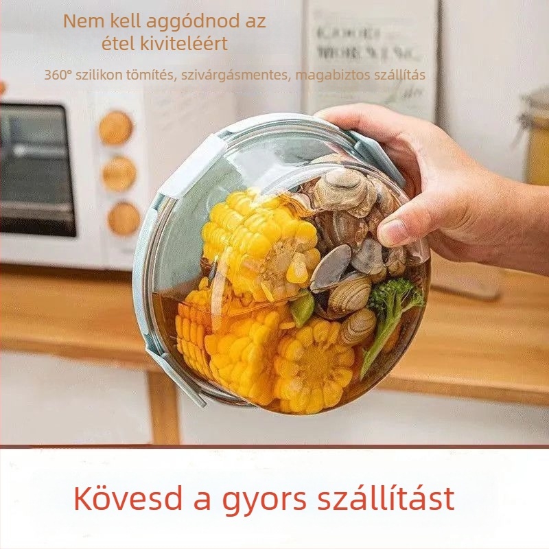 Üveg ebédes doboz magas hőálló boroszilikát üvegből, aszimmetrikus forma, 300 ml alatti kapacitás, mikrózható.