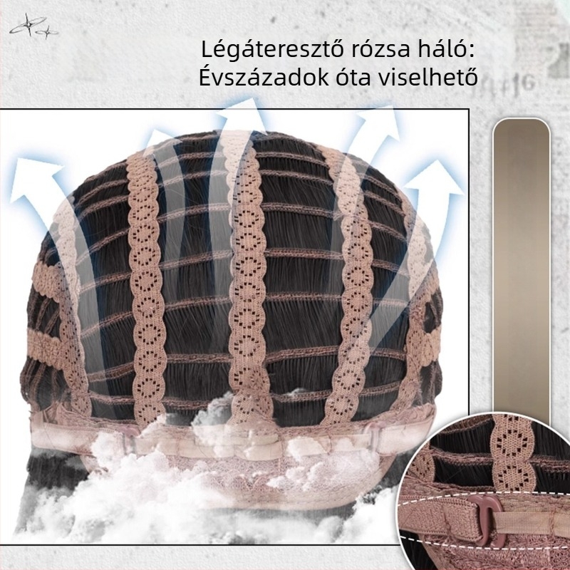 Teljes fejfedős paróka hosszú hajjal, japán stílusú mullet, középen elválasztott fringe, hőálló huzal, nőknek