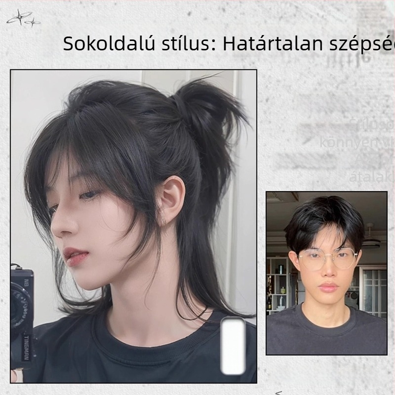 Teljes fejfedős paróka hosszú hajjal, japán stílusú mullet, középen elválasztott fringe, hőálló huzal, nőknek
