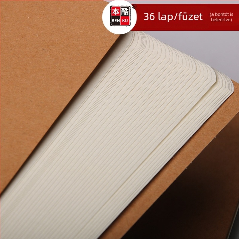 Bencool 16K kemény tollal kaligrafia jegyzetfüzet kraft borítóval, vonalas felületű, alsó tagozatosok számára, minimalist stílus, 50–100 oldal, méret 257×184 mm
