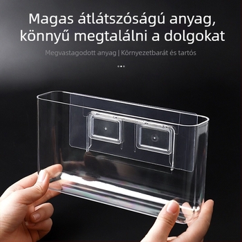 Fali PS átlátszó tároló doboz, fedél nélkül, fúrás nélkül, fürdőszobába és nappaliba