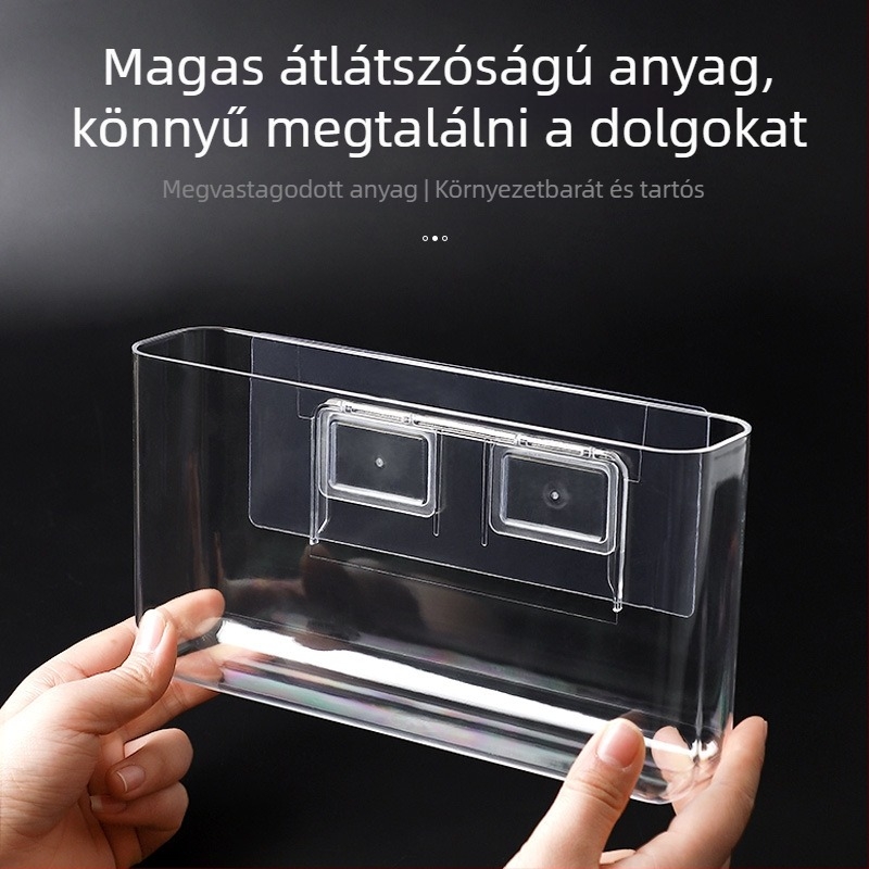 Fali PS átlátszó tároló doboz, fedél nélkül, fúrás nélkül, fürdőszobába és nappaliba