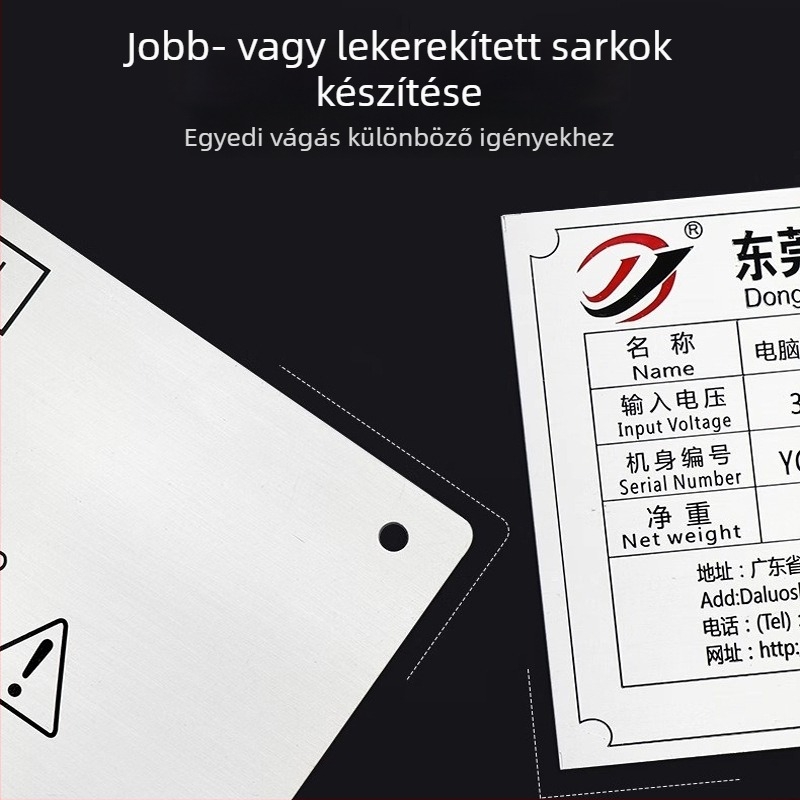 Fém névtábla — testreszabható; (anyag: fém névtábla; nyomtatás: arany korróziós szitanyomás; alkalmazás: univerzális)