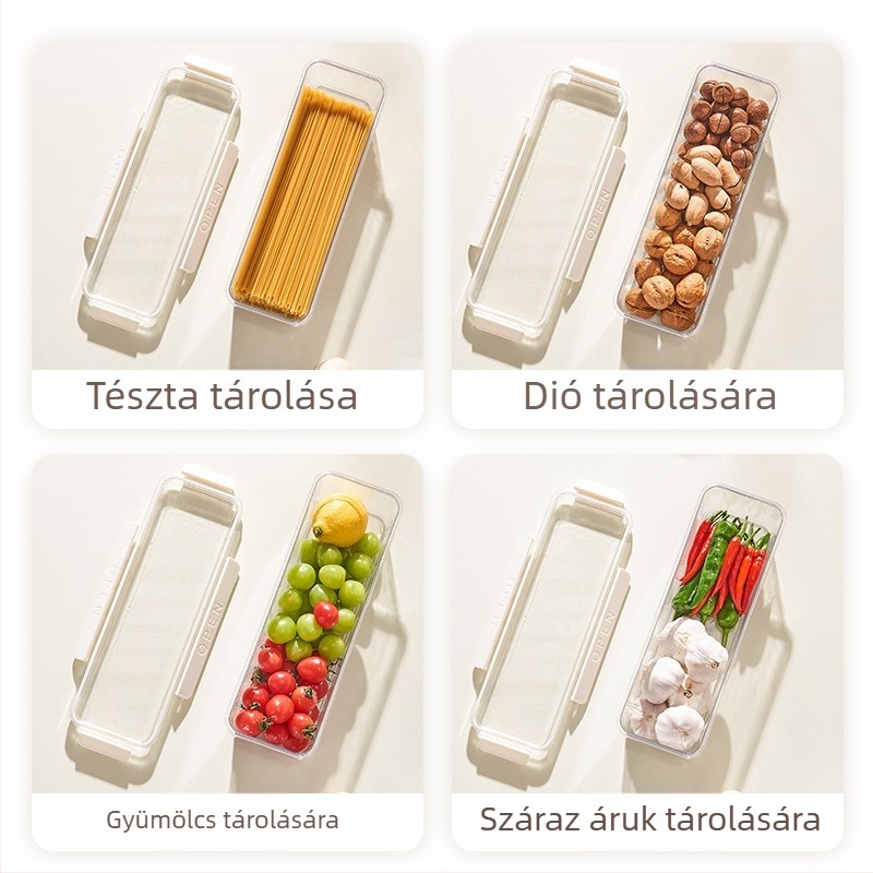 Élelmiszer-tároló doboz szorosan záró fedéllel (3,1–4 L, műanyag, négyzet alakú, 5 db/csomag, élelmiszer-minőségű)