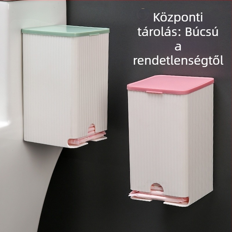 Fali falra szerelt higiéniai betét tároló, könnyed luxus stílus, műanyag, 2L kapacitás, Z-002 modell, porvédett