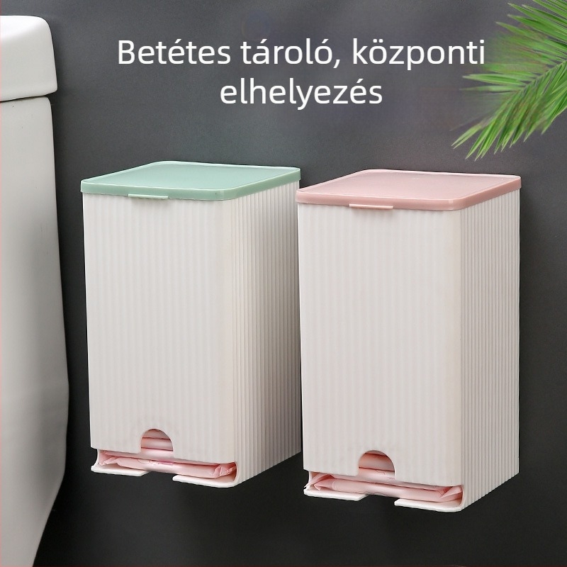 Fali falra szerelt higiéniai betét tároló, könnyed luxus stílus, műanyag, 2L kapacitás, Z-002 modell, porvédett