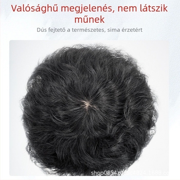 Teljes fej paróka, rövid göndör, természetes hajból, nyáron légáteresztő kényelem, ősz haj fedése, nőknek