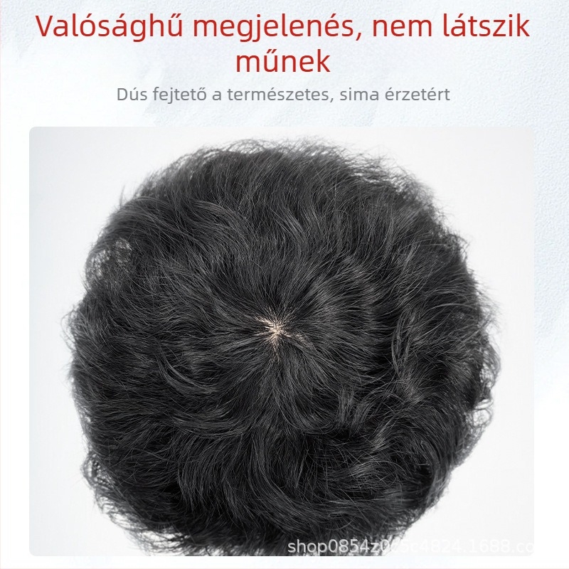Teljes fej paróka, rövid göndör, természetes hajból, nyáron légáteresztő kényelem, ősz haj fedése, nőknek
