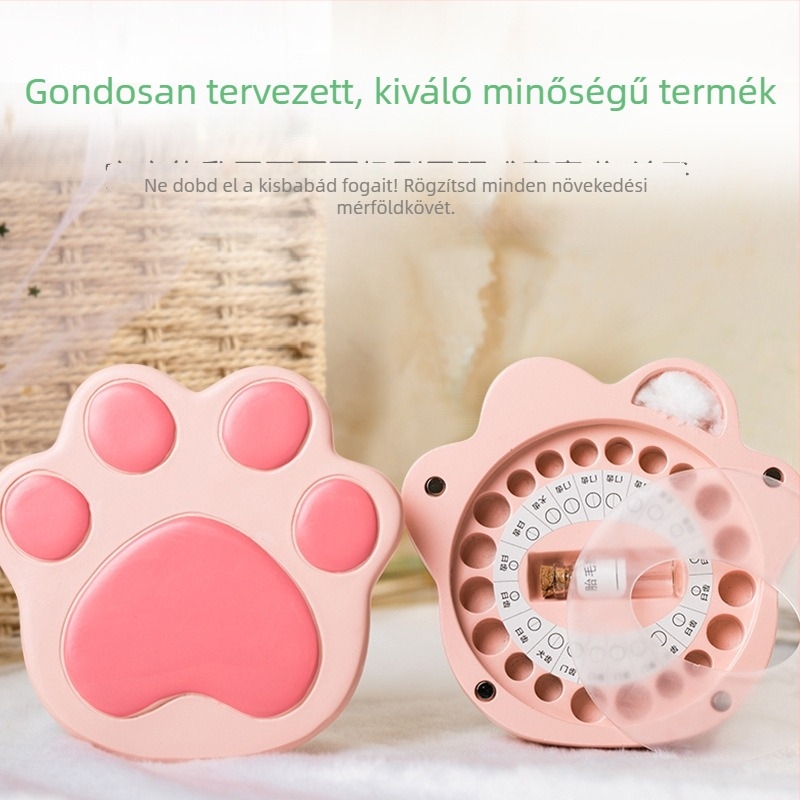 Tejfogak tárolására szolgáló doboz zodiákus témával és babahaj-emlékével - gyanta anyagú