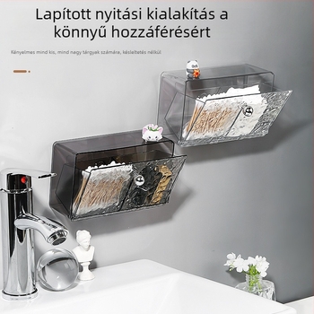 Falra szerelhető vattapálcás doboz, lyukasztás nélküli, vízálló tároló, PET műanyag, modell 66, vízhullám mintázat