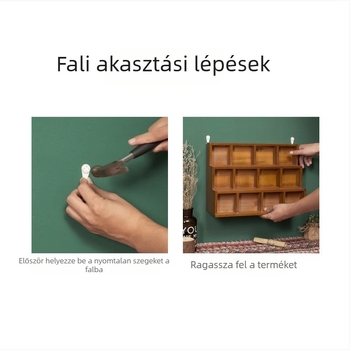 Fából készült asztali kiállító állvány, 3‑rétegű létra polcokkal, 10 rekesz, mozgatható