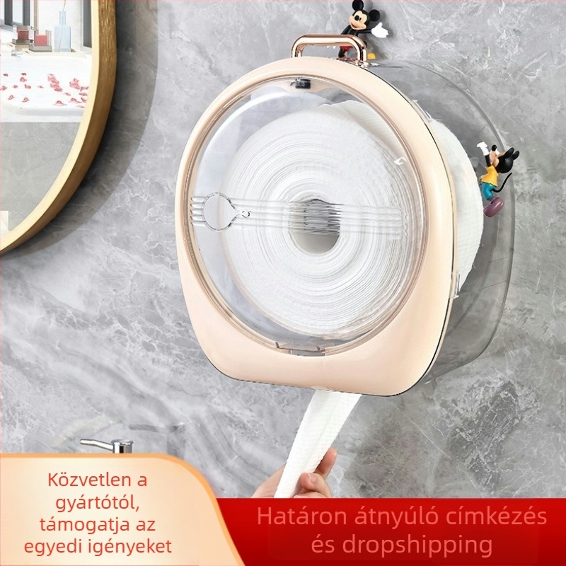 Fali papírtartó nagy kapacitással, vízálló PP anyagból, fürdőszobába és nappaliba, modern minimalist stílus