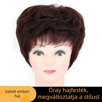 Női paróka valódi emberi hajból, természetes stílus, modell 704, festhető, elfedi az őszülést és növeli a volument.