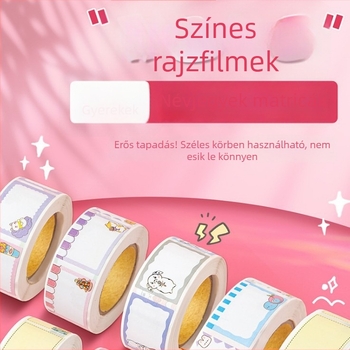 Aranyos név matricák gyerekeknek, öntapadó négyszögletes címkék film típusú kivitelben, kézírásos stílus, Friendly márka