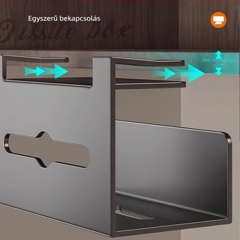 Konyhai papírtörlő tartó, fúrás nélküli felszerelés a szekrényajtóra, falra szerelhető, fordított tekercs tárolás, szénacél