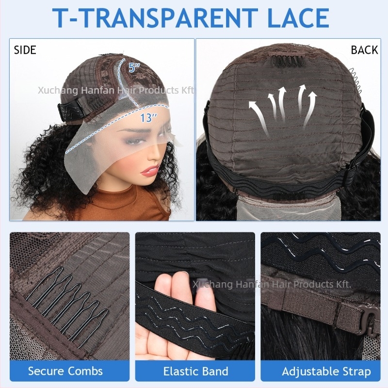 JACEY 100% emberi hajból készült bob paróka oldalsó parttal, Jerry Curl, kézzel készített, festhető