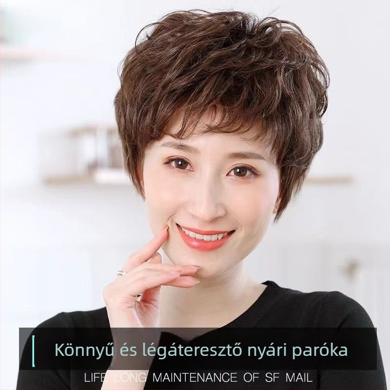 Kézzel szőtt paróka nőknek, valódi emberi haj, göndör haj, teljes fejfedés, festhető és permelhető