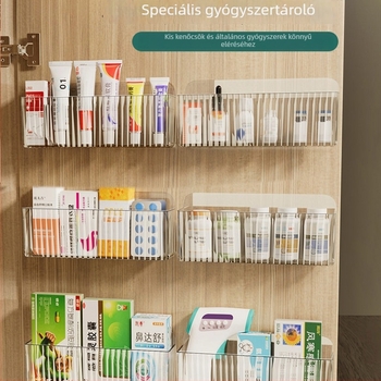 Fali gyógyszer-tároló doboz rekeszekkel - műanyag, modern minimalist stílus; 90% új műanyag; bruttó súly 100 g